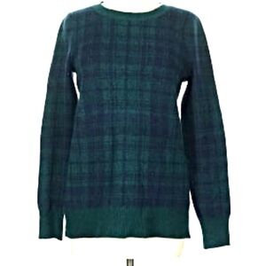 🌺LOFT Size L Blue & Green Dark Plaid Soft Sweater